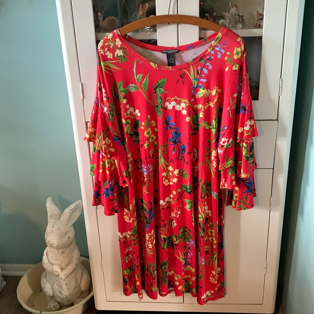 Chelsea & Theodore Woman sz 1X dress comfy tiered sleeves euc